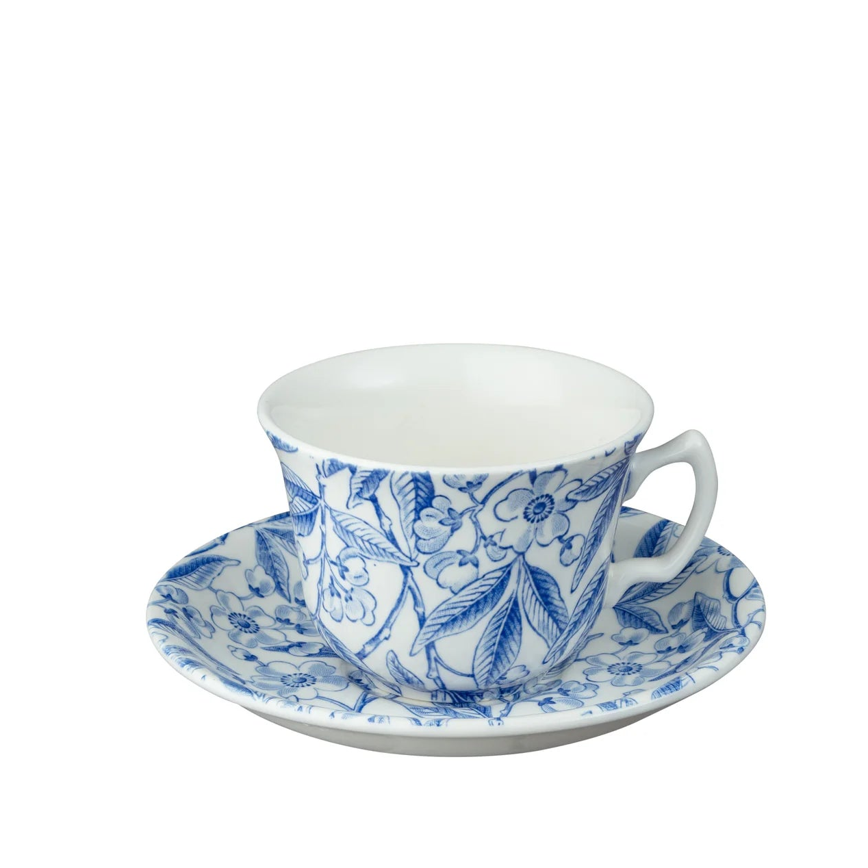 Burleigh Blue Prunus Teacup & Saucer-Goviers