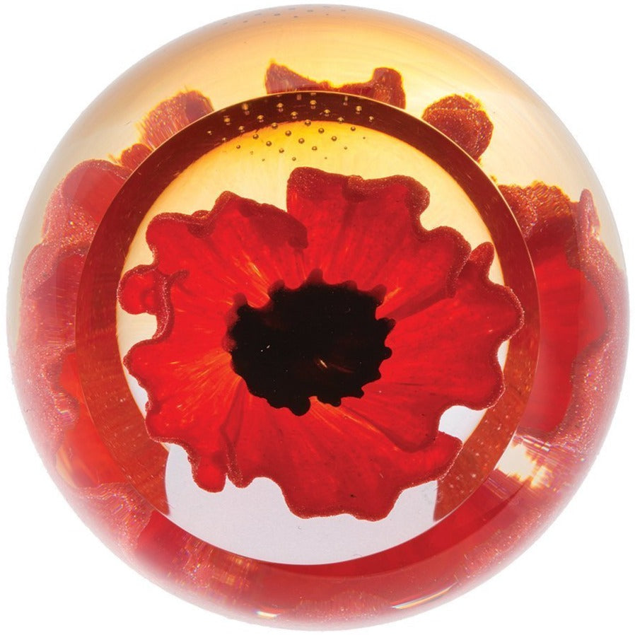 Caithness Floral Charms Red Poppy-Paperweights-Goviers