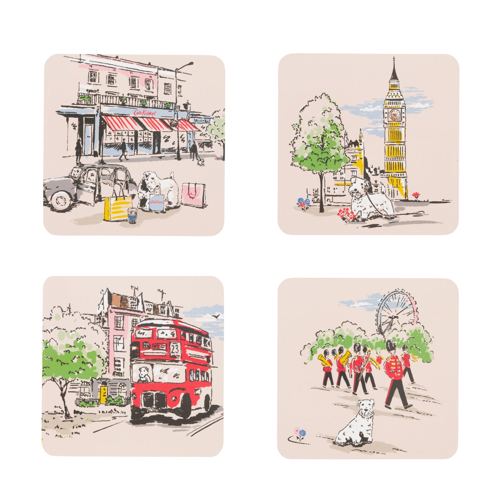 Cath Kidston Billie Goes to Town Coasters Set of 4-Goviers