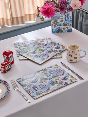 Cath Kidston London Town Cork Back Placemats Set Of 4-Goviers