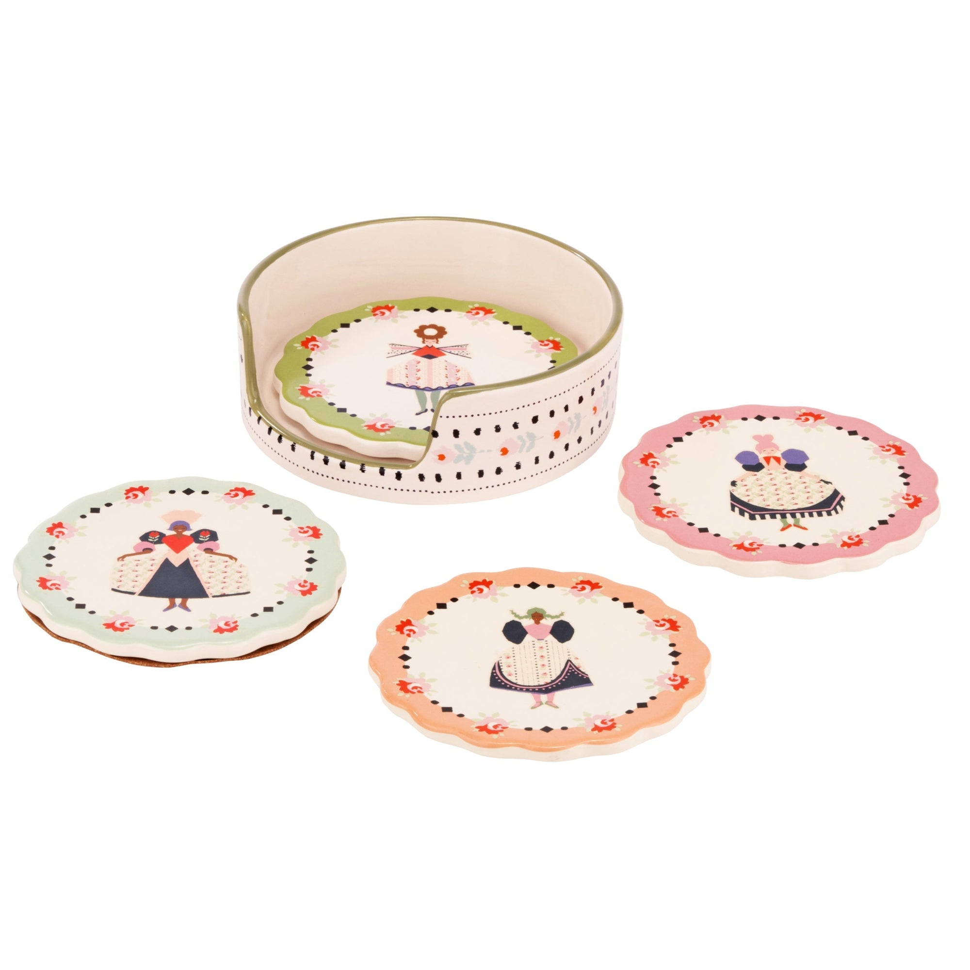 Cath Kidston Spring Birds Ceramic Coaster Set of 4-Goviers