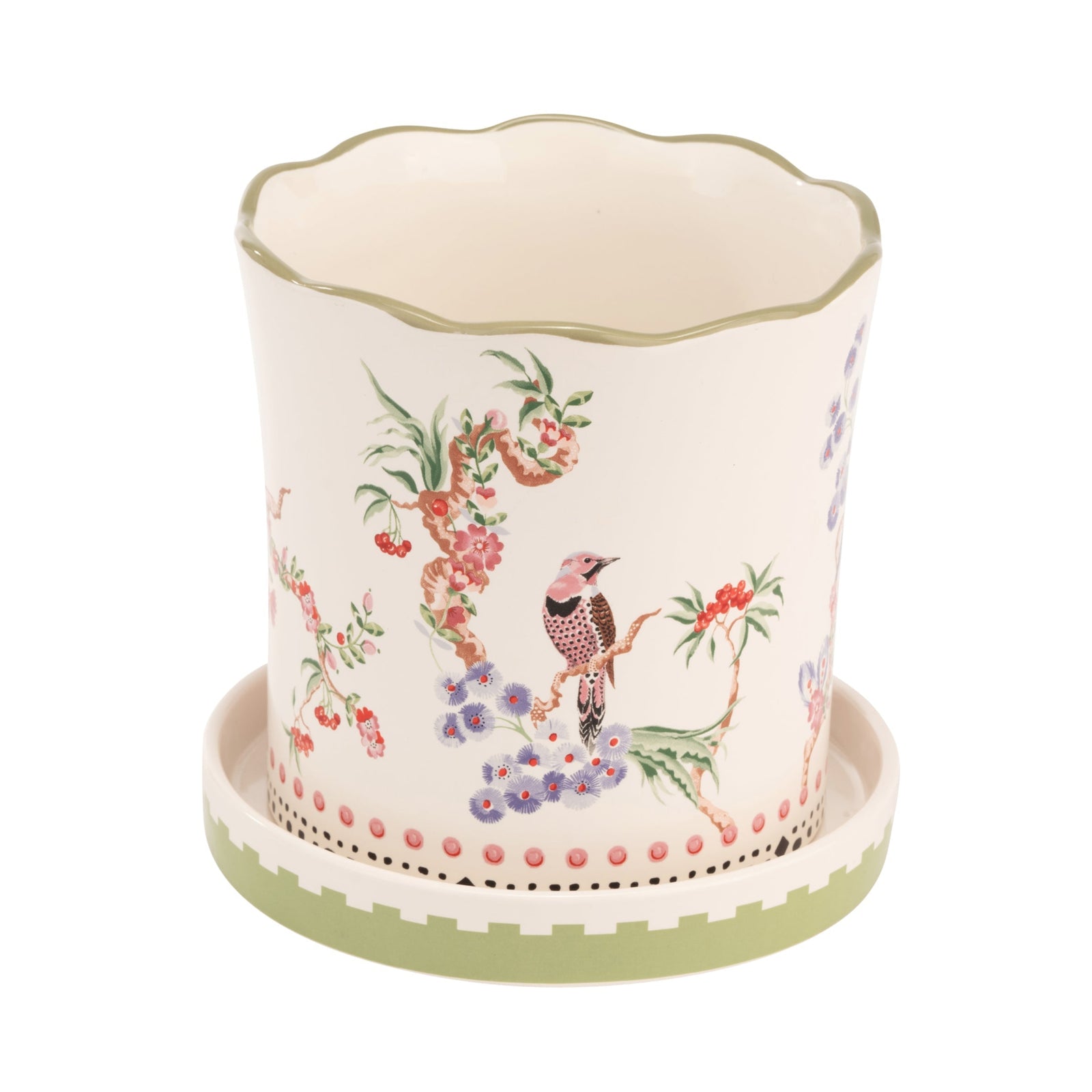 Cath Kidston Spring Birds Plant Pot with Tray-Goviers
