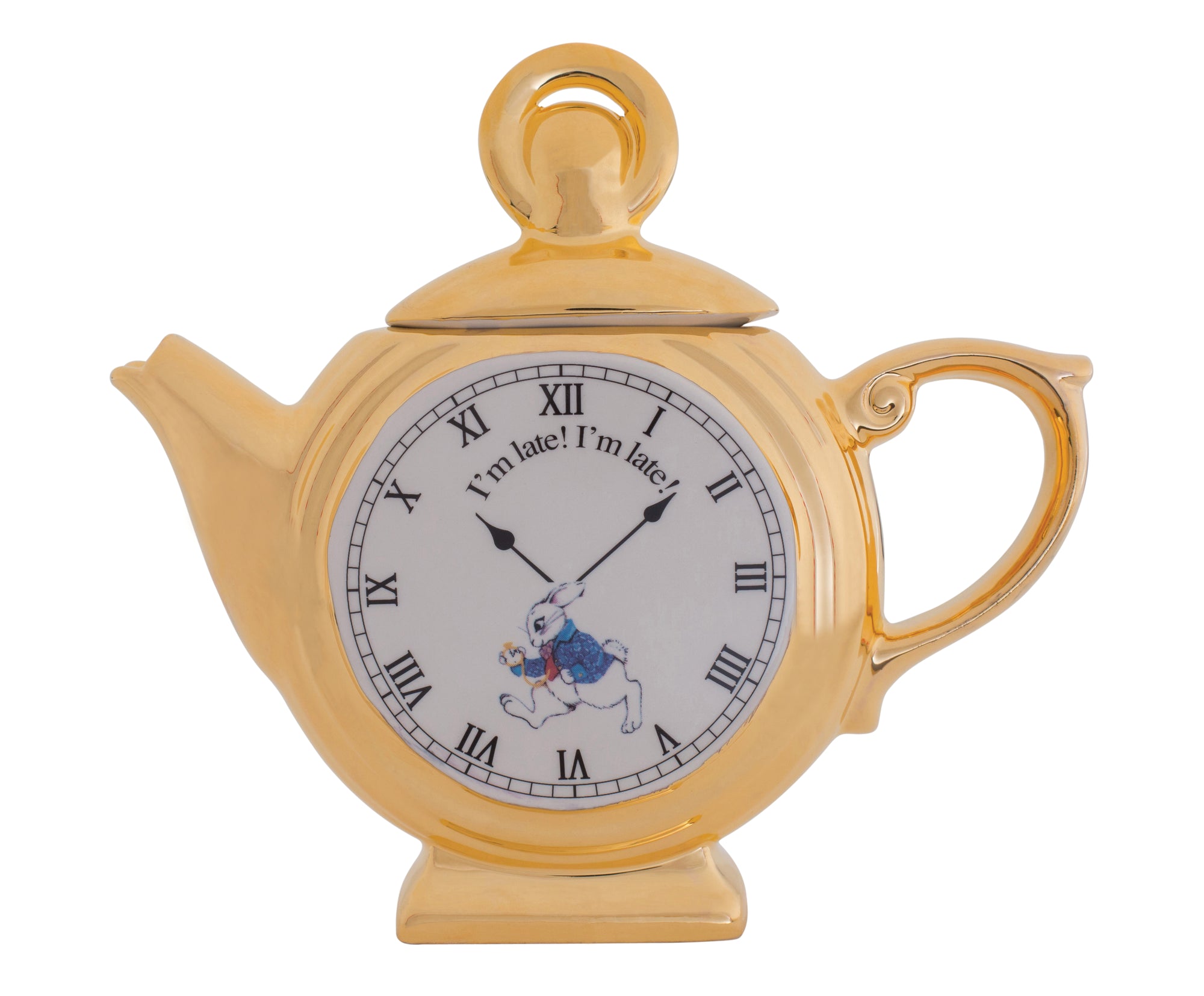 Ceramic Inspirations Alice White Rabbit Pocket Watch Teapot-Goviers