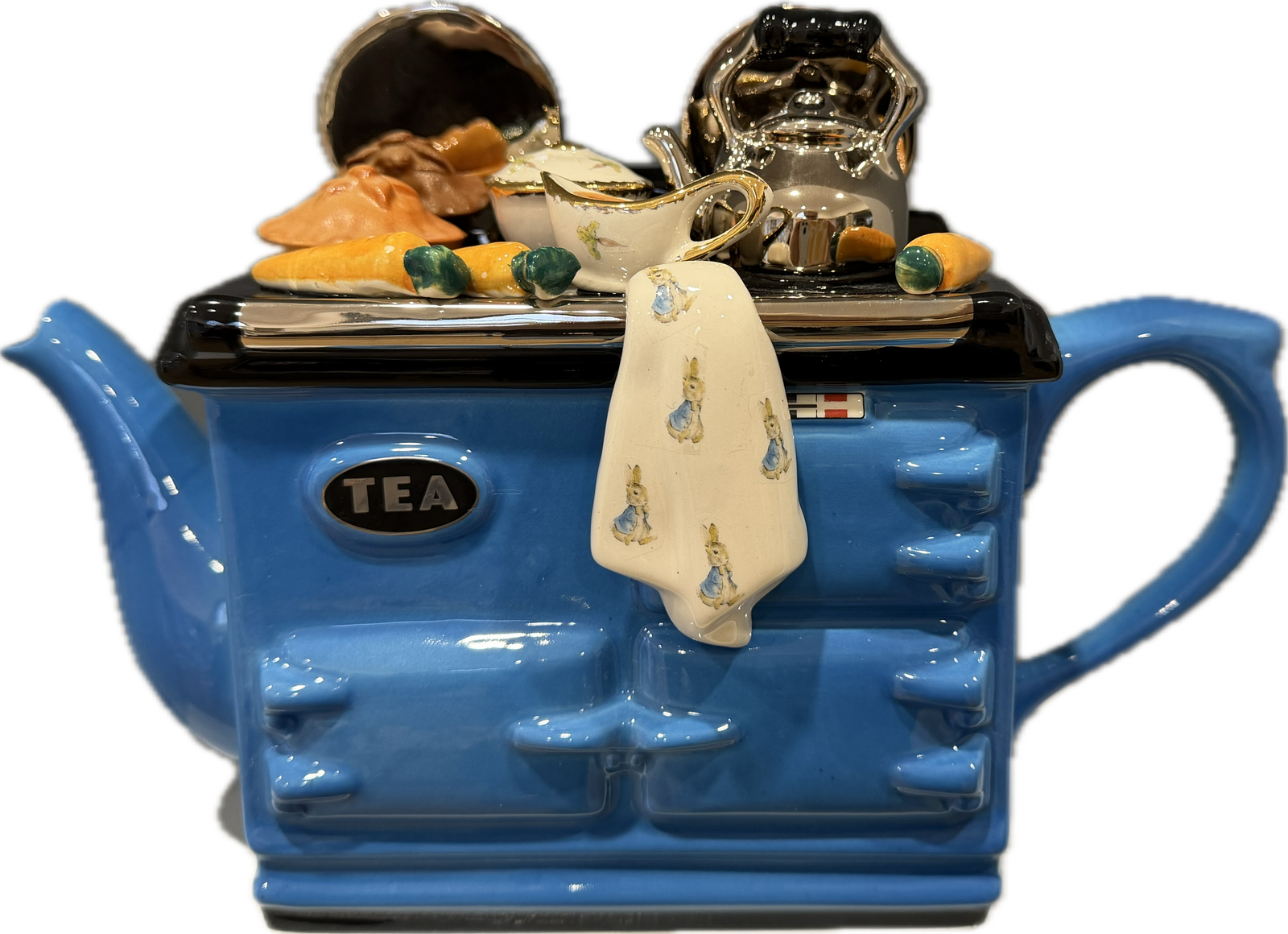 Ceramic Inspirations Beatrix Potter Blue Large Aga Teapot-Goviers