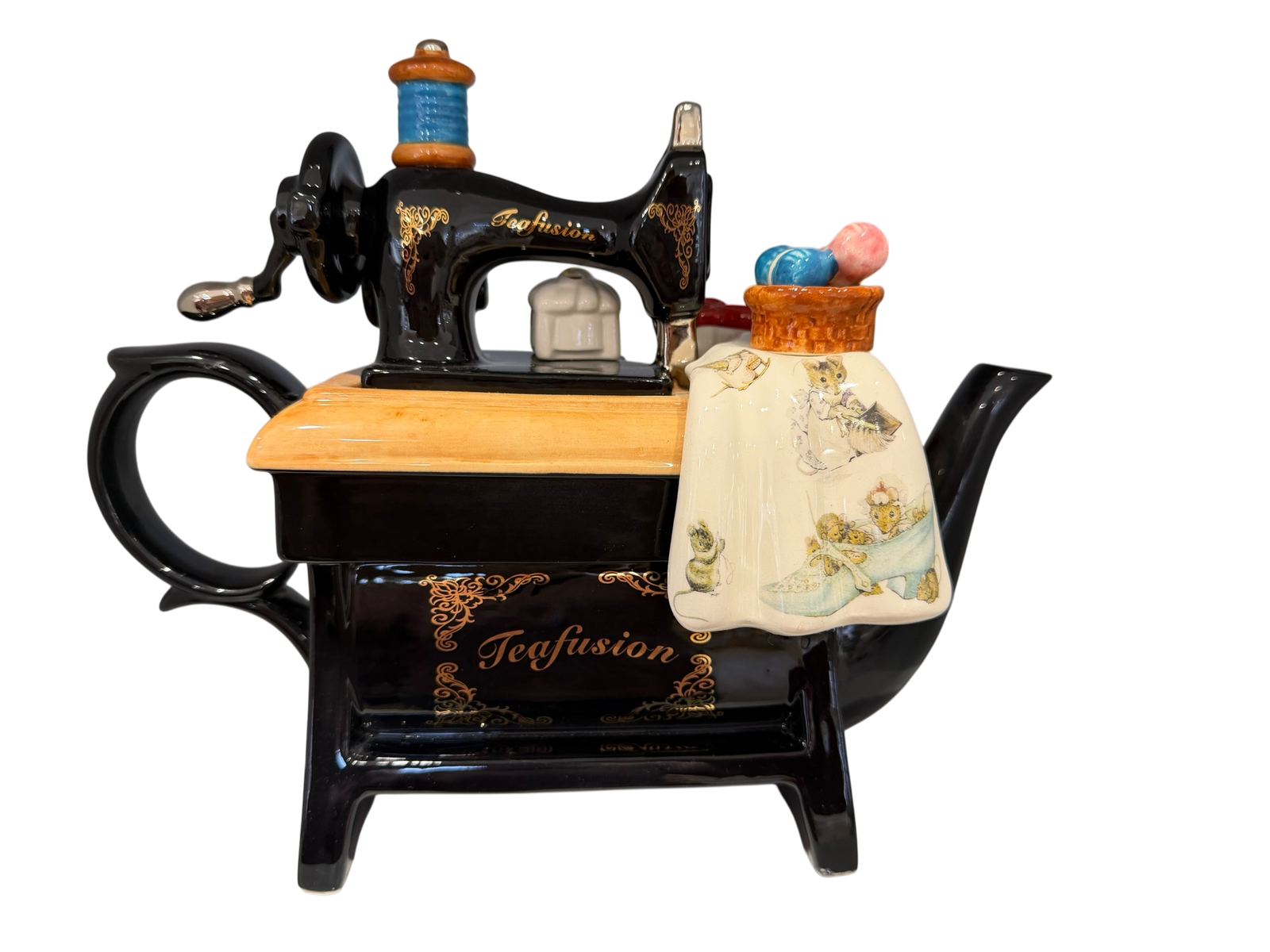 Ceramic Inspirations Beatrix Potter Sewing Machine Large Teapot-Goviers