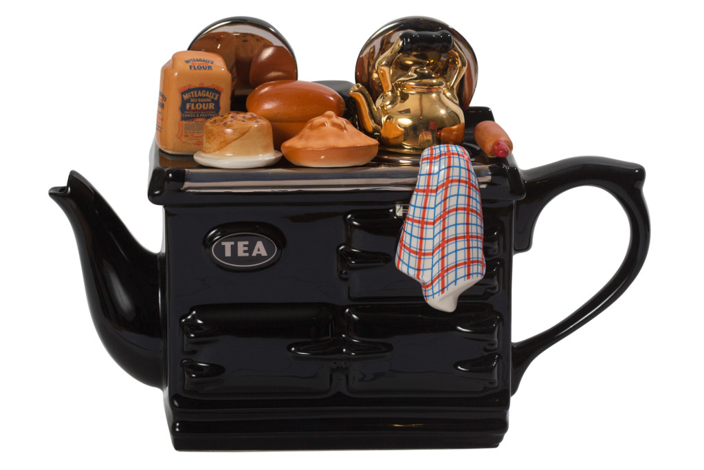 Ceramic Inspirations Black Baking Day Large Aga Teapot-Goviers