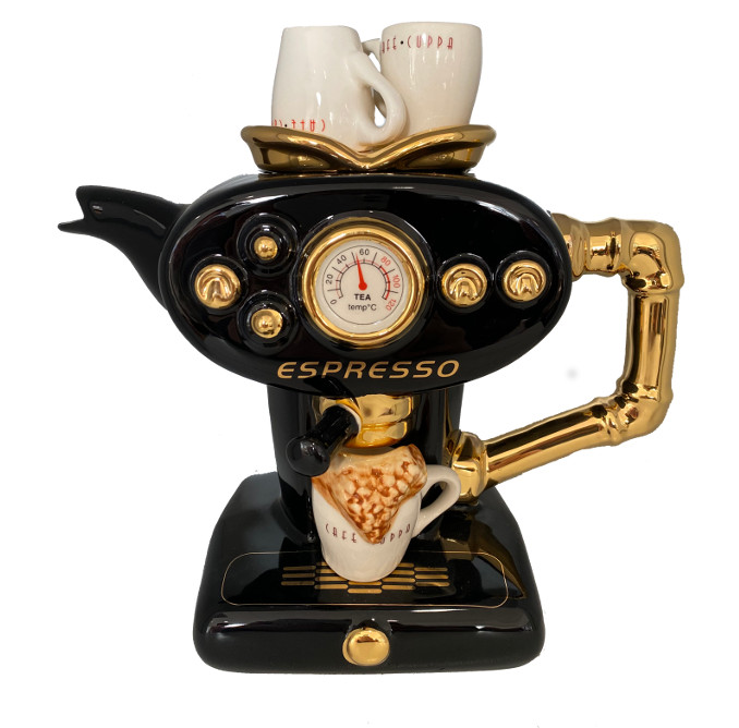 Ceramic Inspirations Black Single Espresso Large Teapot-Goviers