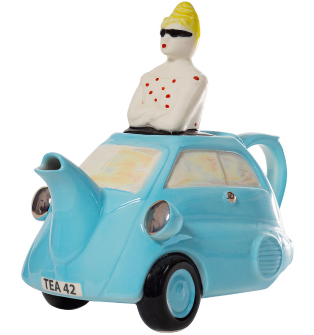 Ceramic Inspirations Blue Bubble Car Teapot-Goviers