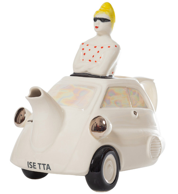 Ceramic Inspirations Cream Bubble Car Teapot-Goviers