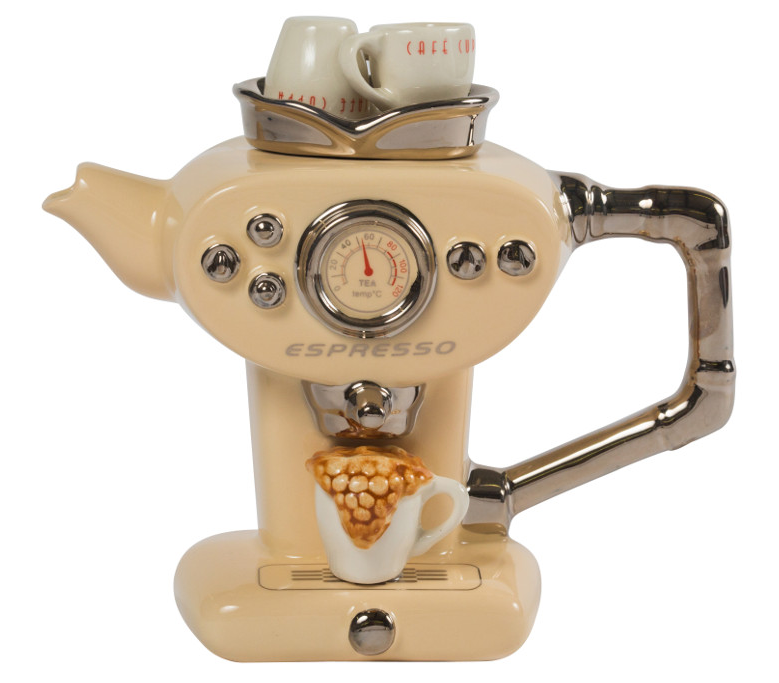 Ceramic Inspirations Cream Espresso One Cup Teapot-Goviers