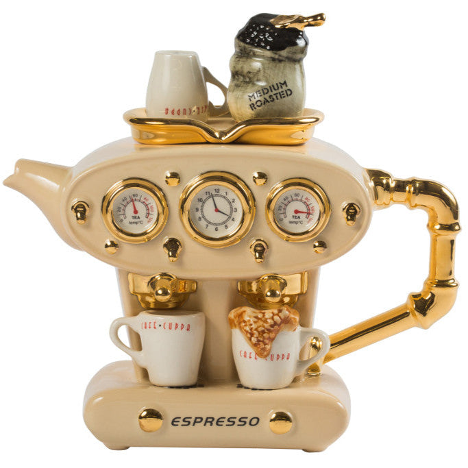 Ceramic Inspirations Double Espresso Cream Teapot-Goviers