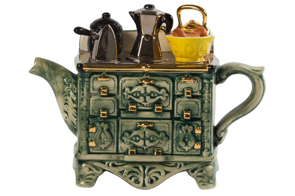 Ceramic Inspirations French Stove Green Large Teapot -Ltd Ed-Goviers