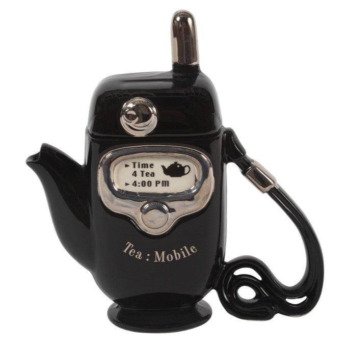 Ceramic Inspirations Mobile Phone Black One Cup Teapot-Goviers