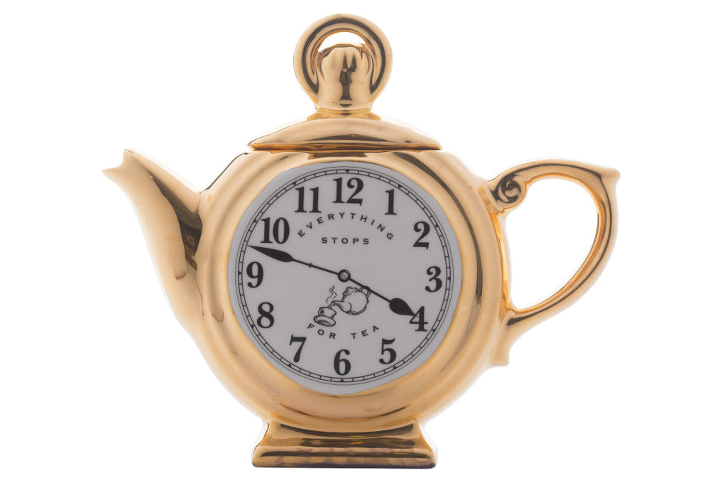 Ceramic Inspirations Pocket Watch Gold One Cup Teapot-Goviers