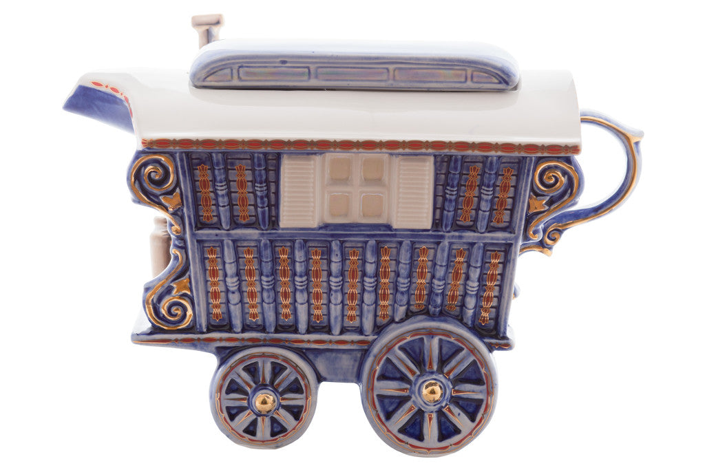 Ceramic Inspirations Romany Caravan Blue Teapot -Ltd Ed-Goviers