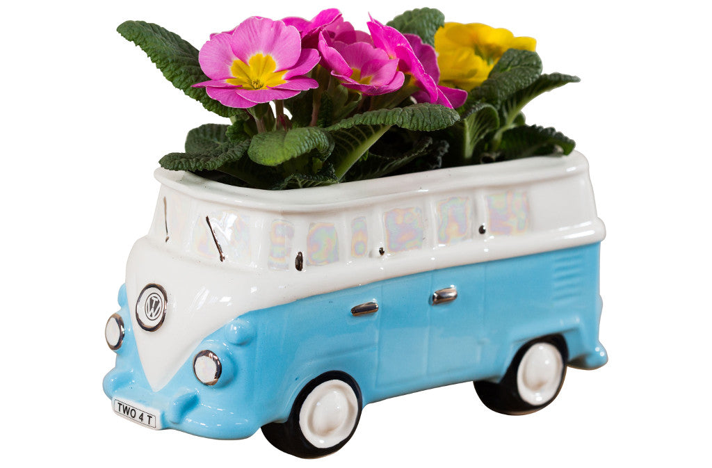 Ceramic Inspirations VW Camper Van Planter - Blue-Goviers