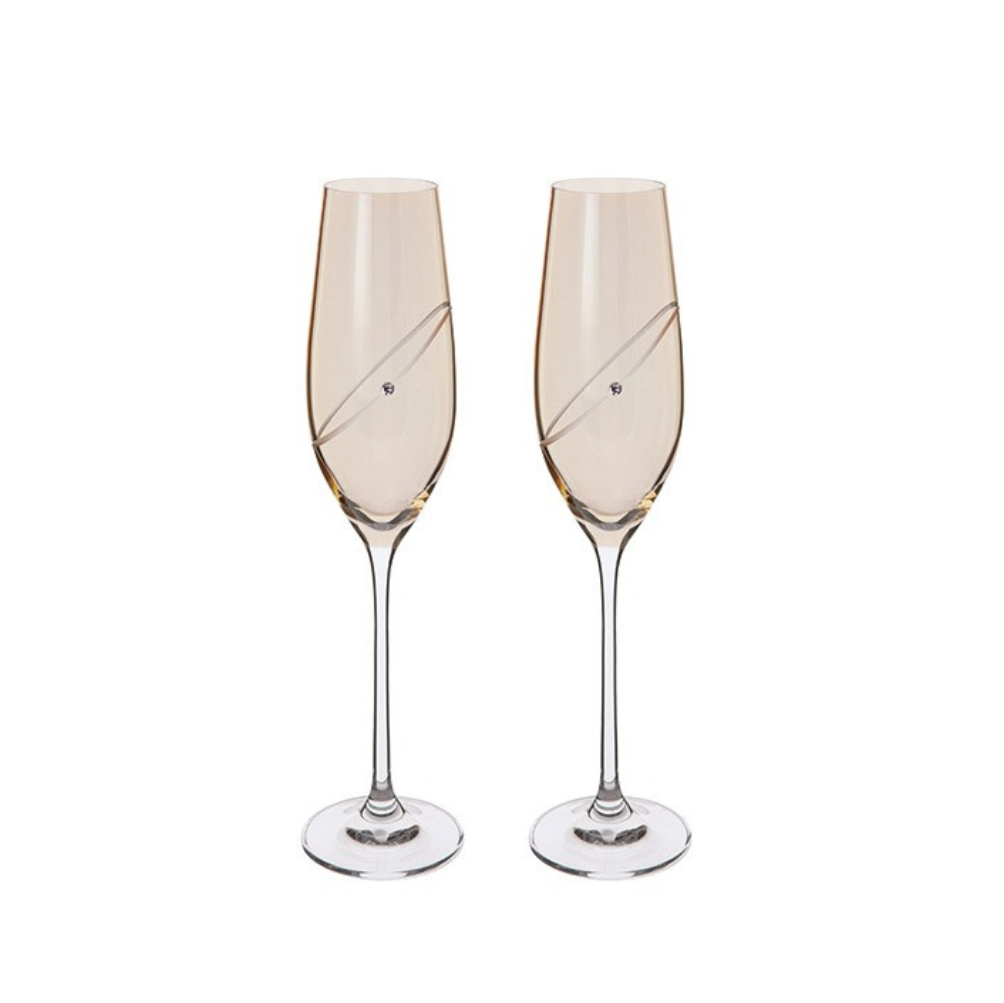 Dartington Crystal 50 Years Golden Anniversary Champagne Flute Pair-Goviers
