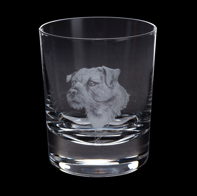 Dartington Crystal Hand Engraved Border Terrier Tumbler-Goviers