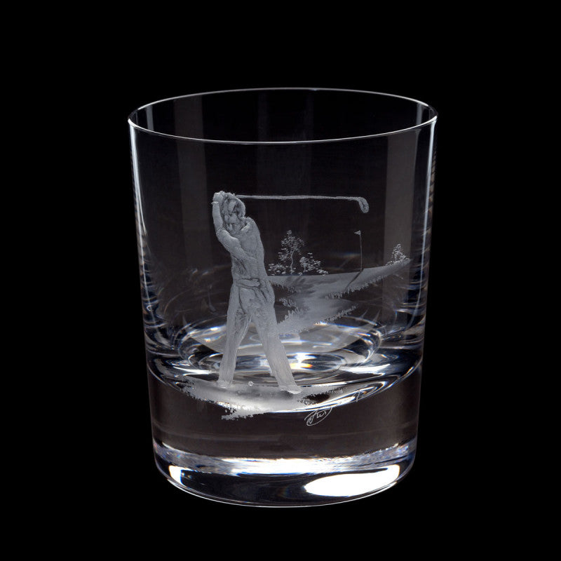 Dartington Crystal Hand Engraved Golfer Tumbler-Goviers
