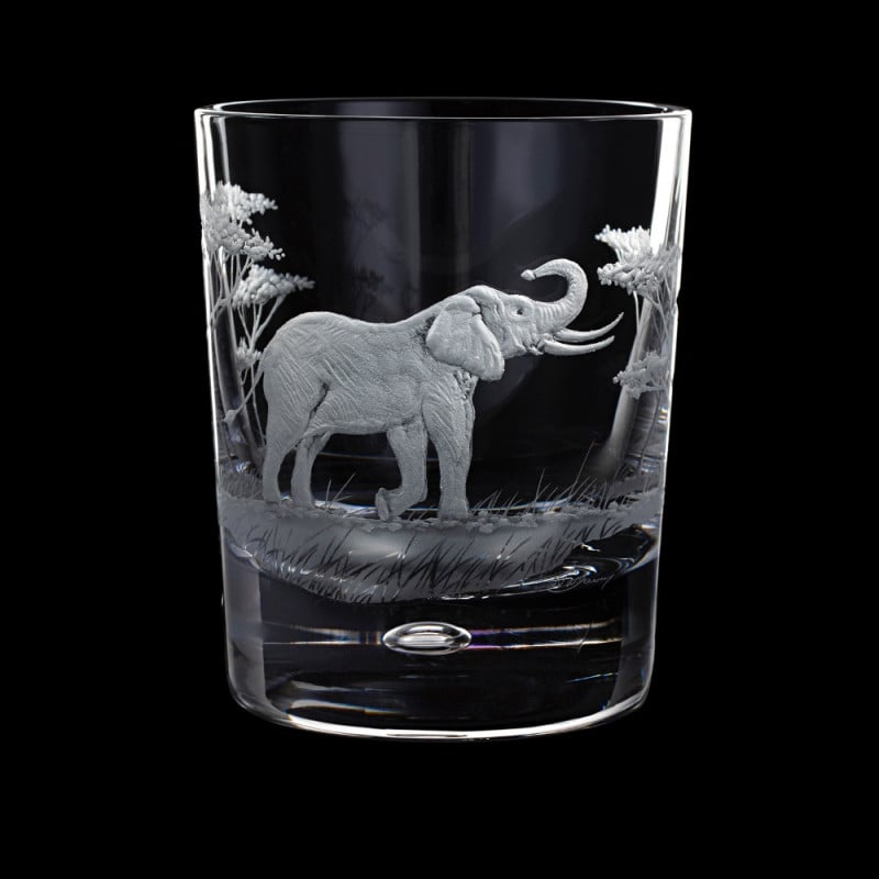 Dartington Crystal Hand Engraved Majestic Wildlife Elephant Tumbler-Goviers