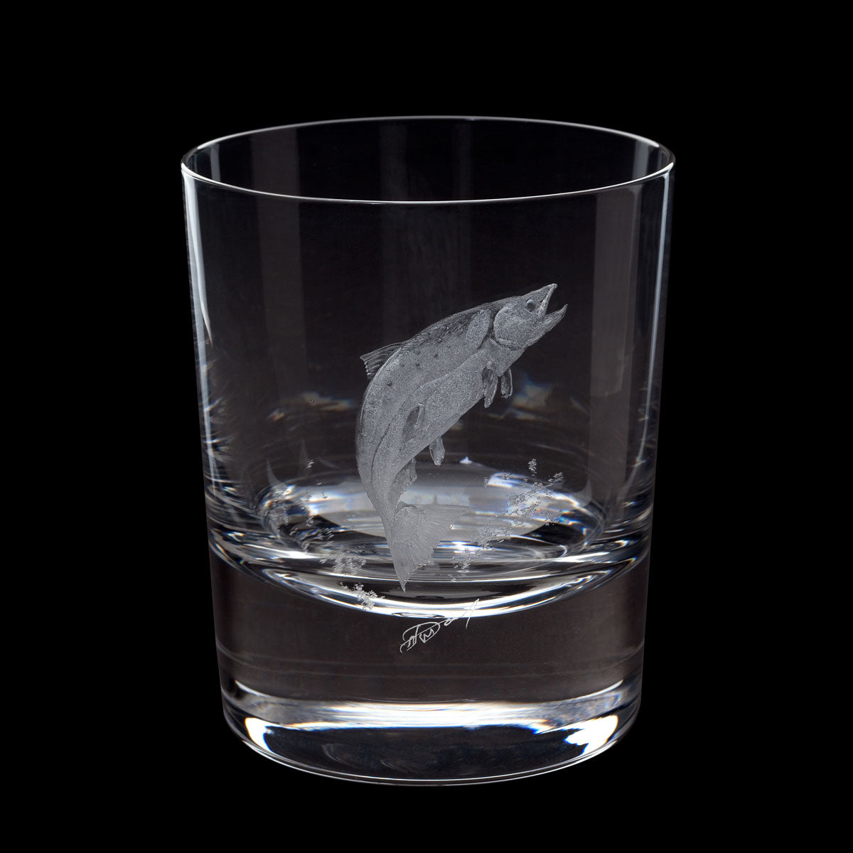Dartington Crystal Hand Engraved Salmon Tumbler-Goviers
