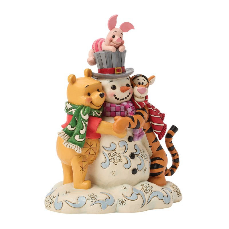 Disney Traditions Pooh and Friends Hugging Snowman Figurine-Goviers