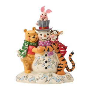 Disney Traditions Pooh and Friends Hugging Snowman Figurine-Goviers