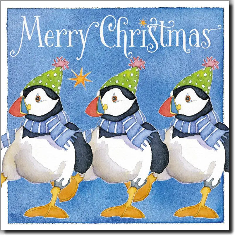 Emma Ball Dancing Puffins Christmas Cards Pack 6-Goviers