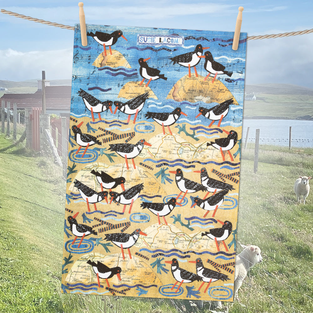 Emma Ball Oystercatchers Tea Towel-Goviers