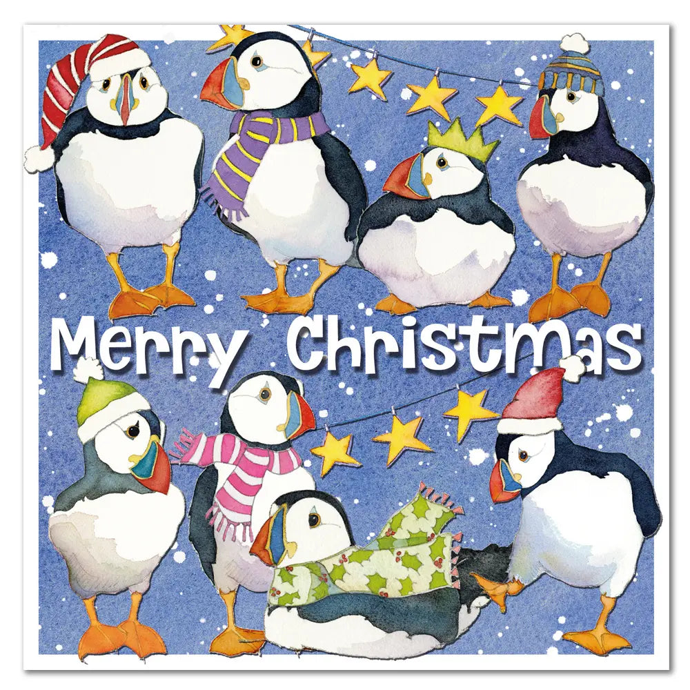 Emma Ball Party Puffins Christmas Cards Pack 6-Goviers