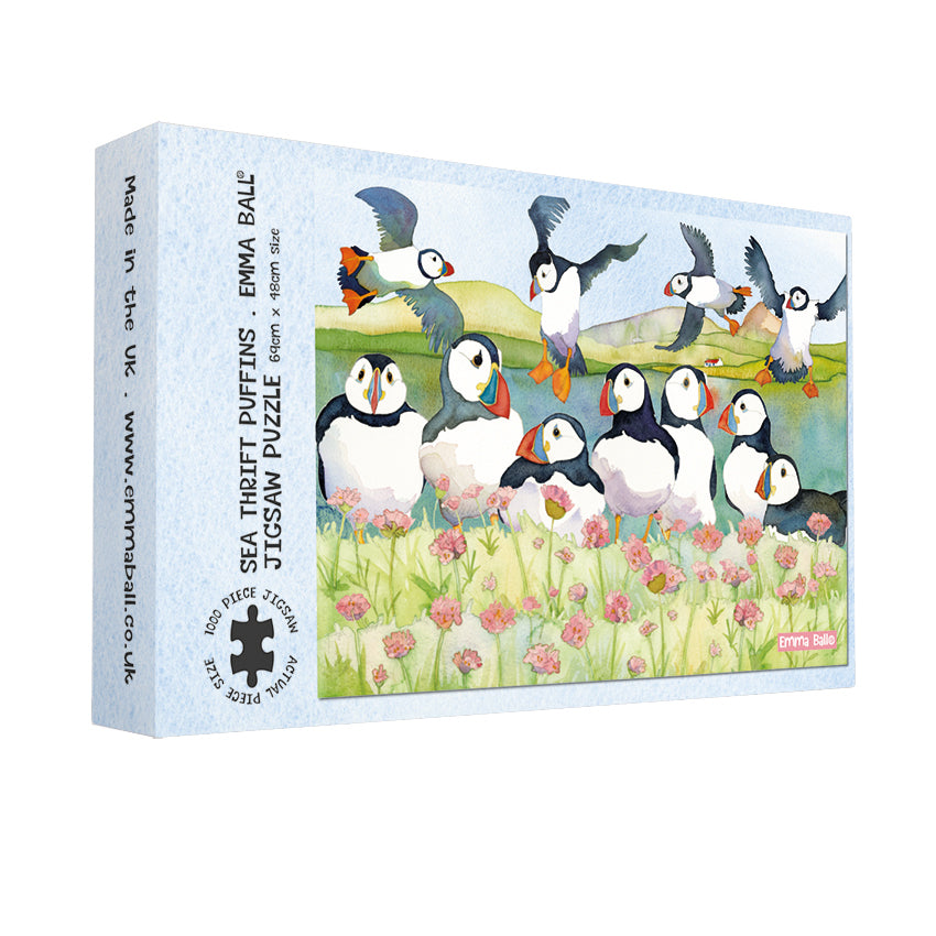 Emma Ball Sea Thrift Puffins 1000 Piece Jigsaw-Goviers