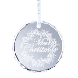 Galway Crystal Merry Christmas Wreath Round Ornament-Goviers