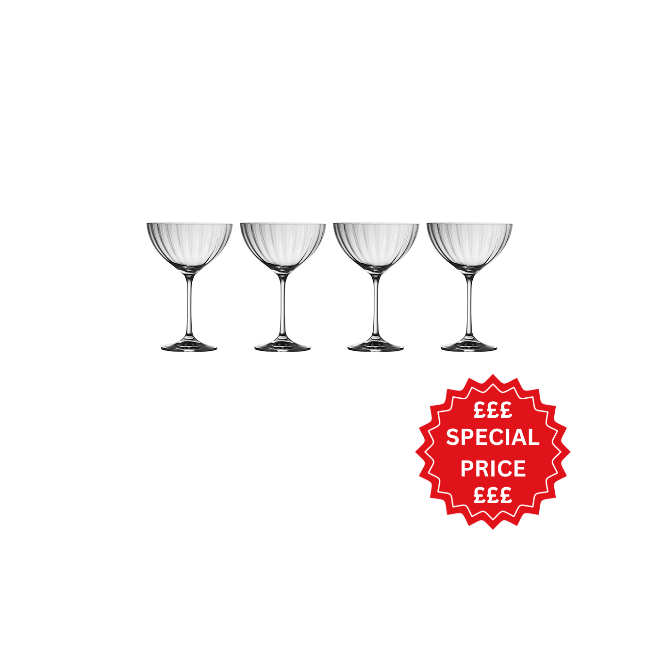 Galway Crystal Erne Saucer Champagne Set of 4-Home & Garden > Kitchen & Dining > Tableware > Drinkware-Goviers