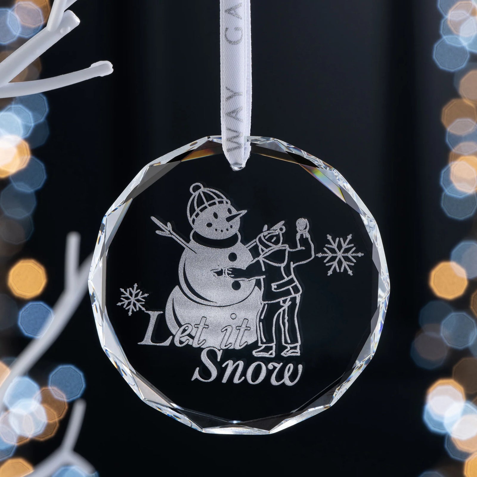 Galway Crystal Let it Snow Round Ornament-Goviers