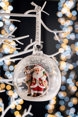 Galway Santa & Reindeer Hanging Bauble Ornament-Goviers