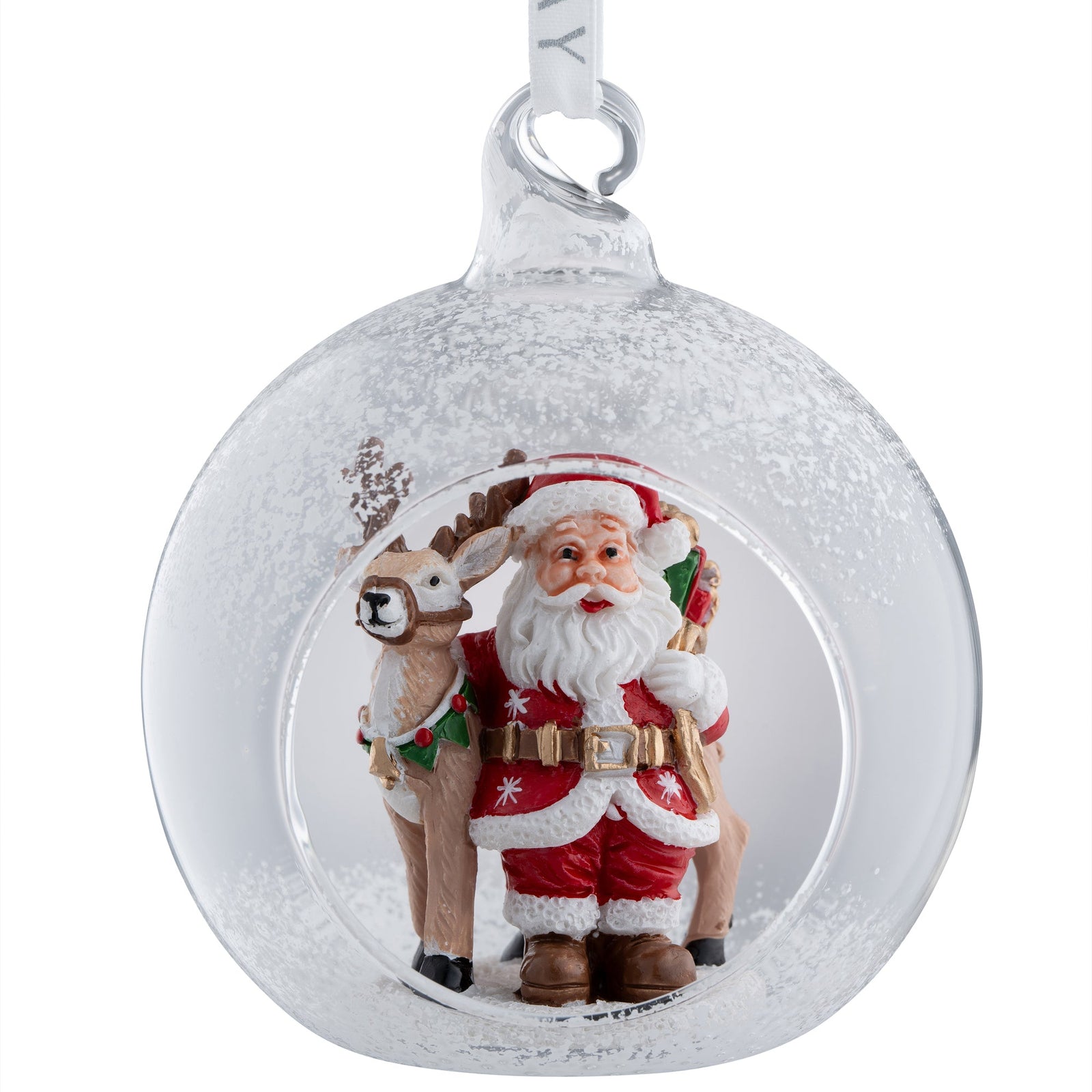 Galway Santa & Reindeer Hanging Bauble Ornament-Goviers