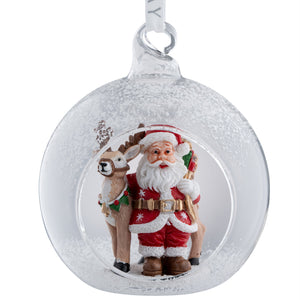 Galway Santa & Reindeer Hanging Bauble Ornament-Goviers