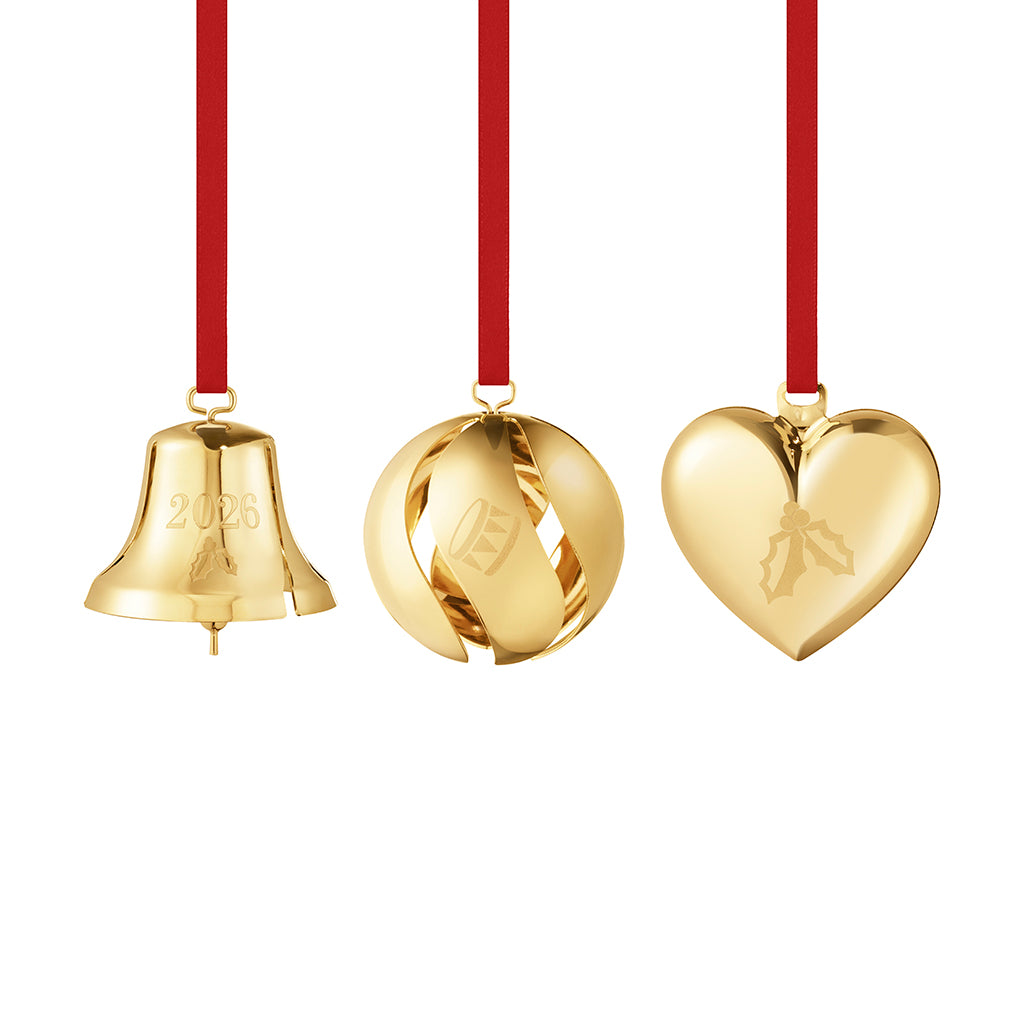 Georg Jensen 2026 Gold Ornament Set of 3 -DELIVERY JULY-Goviers