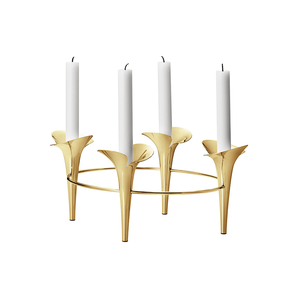 Georg Jensen Bloom Gold Taper Candleholder-Goviers