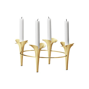 Georg Jensen Bloom Gold Taper Candleholder-Goviers
