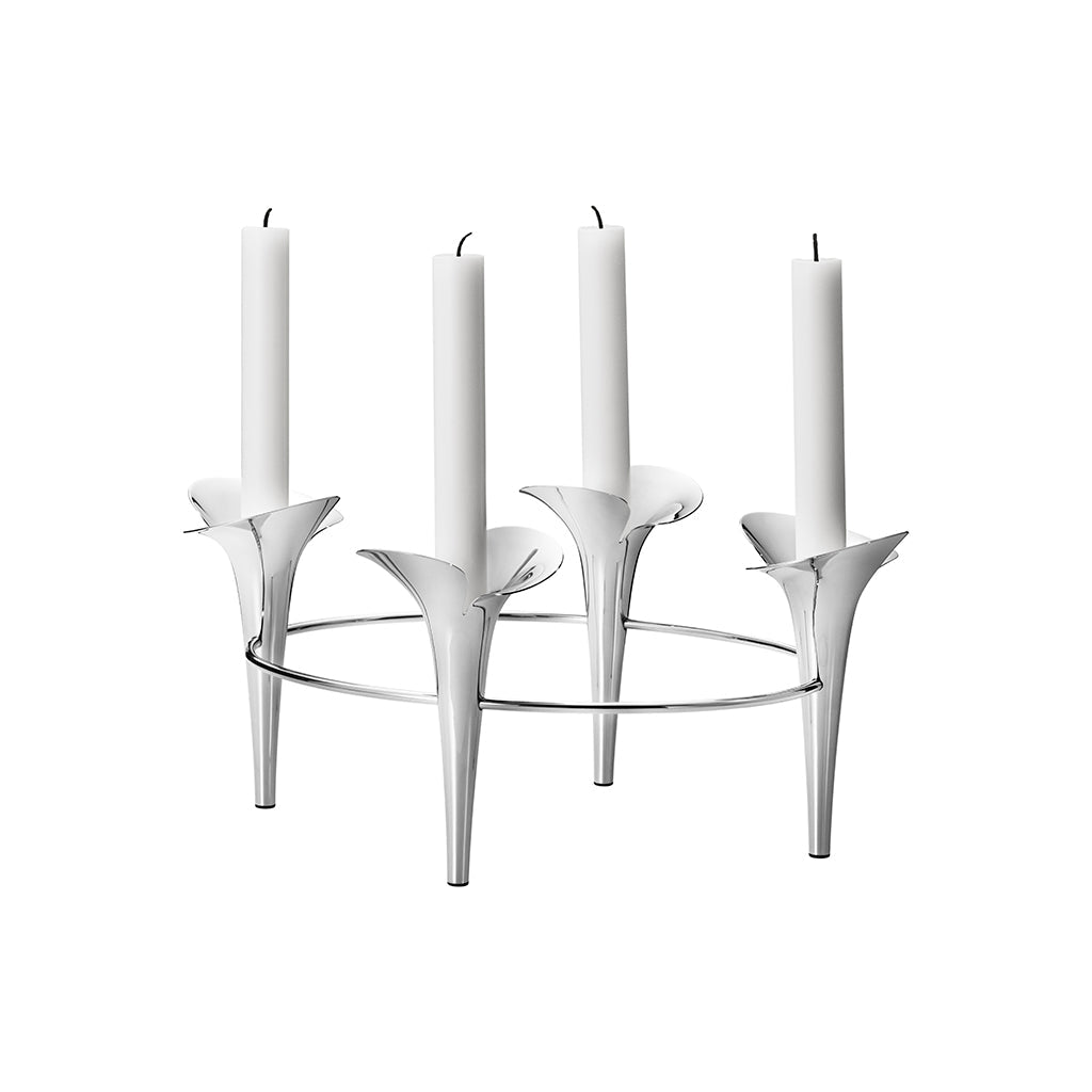 Georg Jensen Bloom Stainless Steel Taper Candleholder-Goviers
