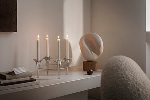 Georg Jensen Bloom Stainless Steel Taper Candleholder-Goviers