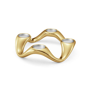 Georg Jensen Cobra Gold Round Candle Holder-Goviers