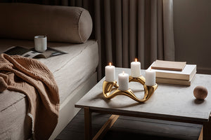 Georg Jensen Cobra Gold Round Candle Holder-Goviers