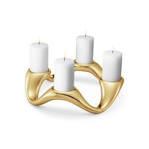 Georg Jensen Cobra Gold Round Candle Holder-Goviers