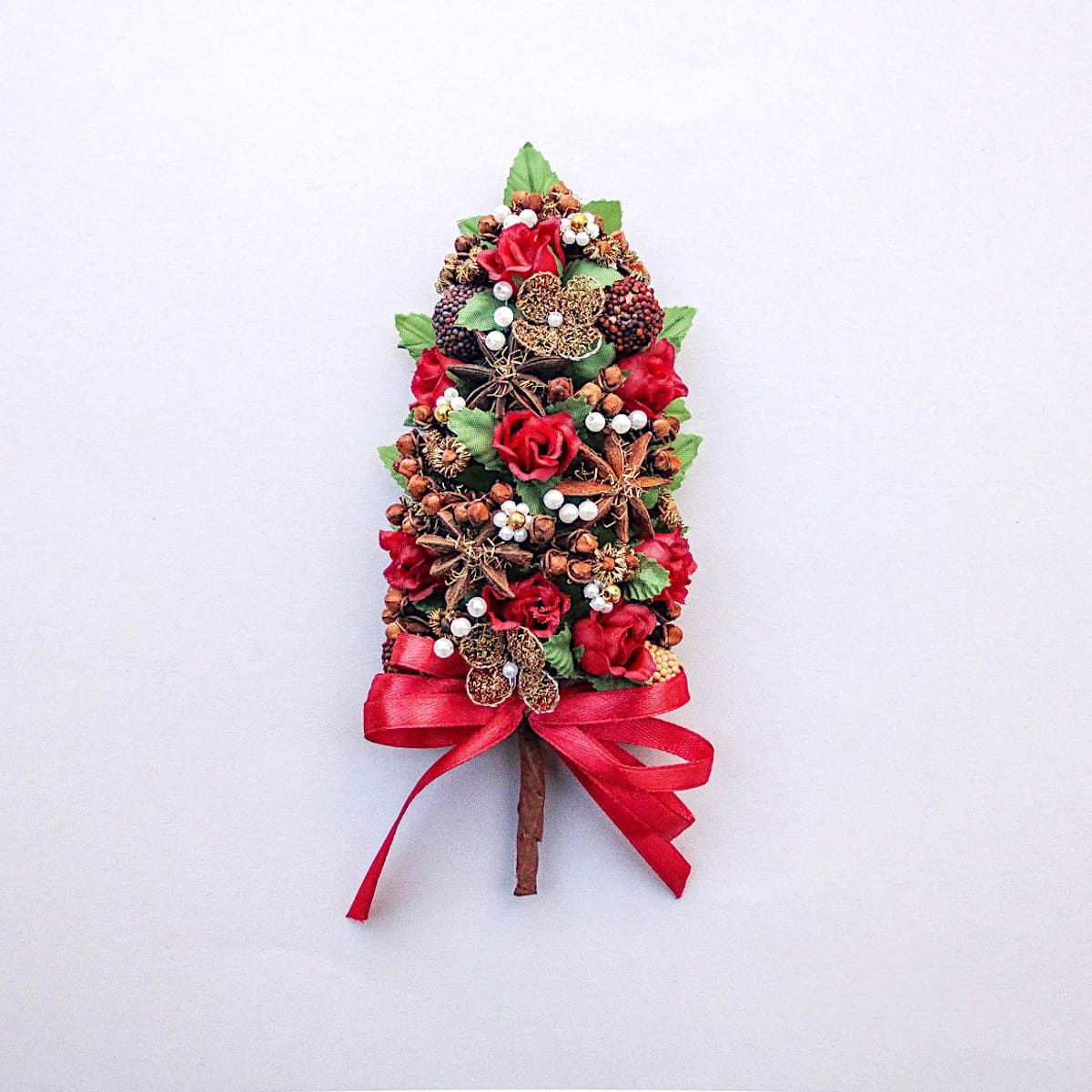 Goviers Christmas Rose & Star Anise Small Half Tree - Ruby - DELIVERY OCTOBER-Goviers