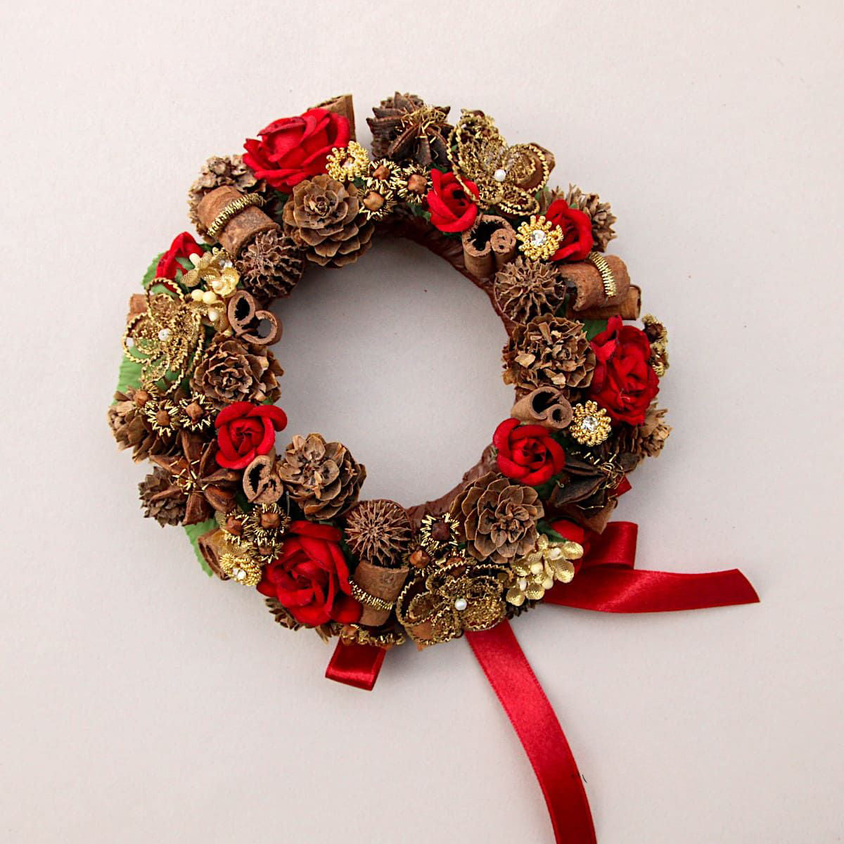 Goviers Christmas Velvet Rose Wreath -Gold & Ruby - DELIVERY OCTOBER-Goviers