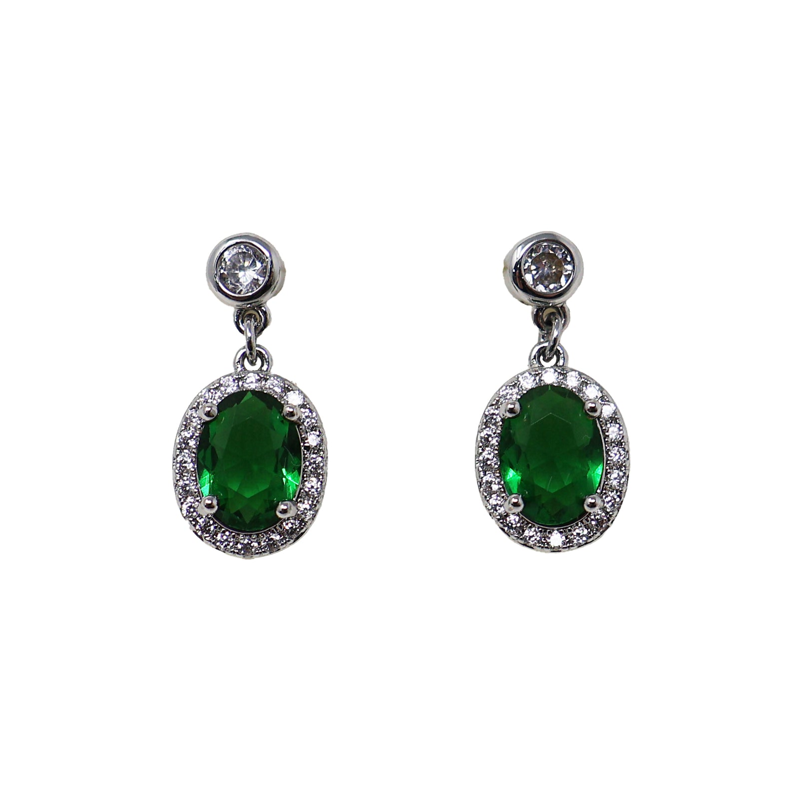 Goviers Emerald & Silver Earrings-Goviers