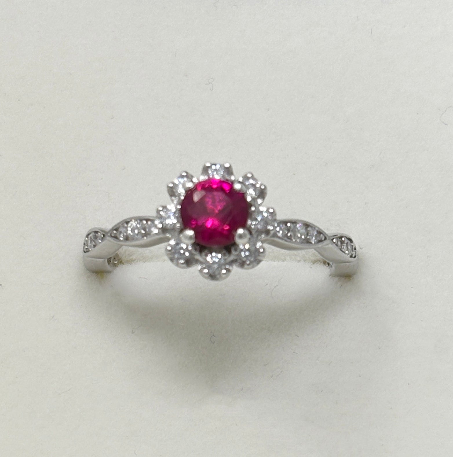 Goviers Ruby Petal Silver Ring-Goviers