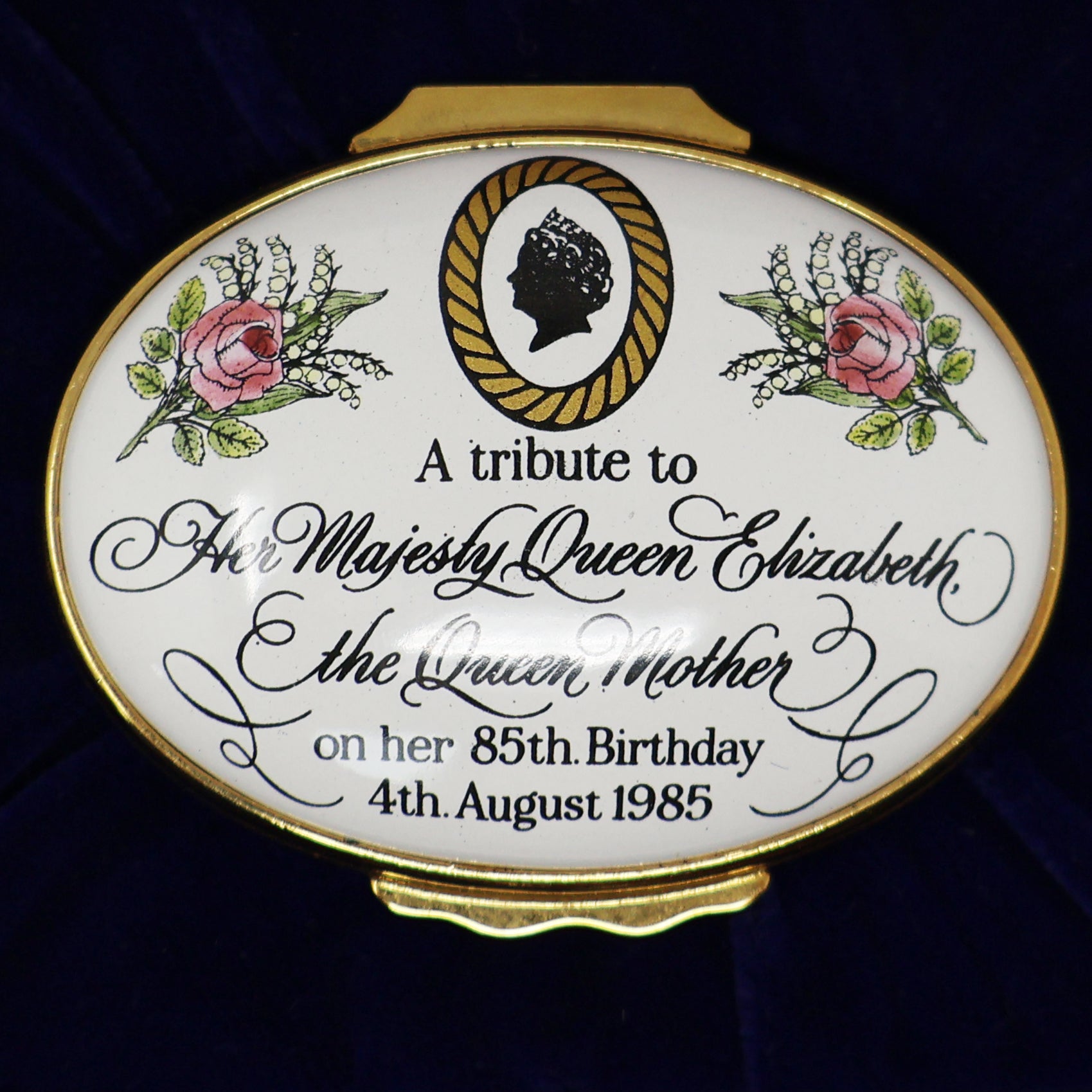 Halcyon Days 85th Birthday HM Queen Elizabeth The Queen Mother